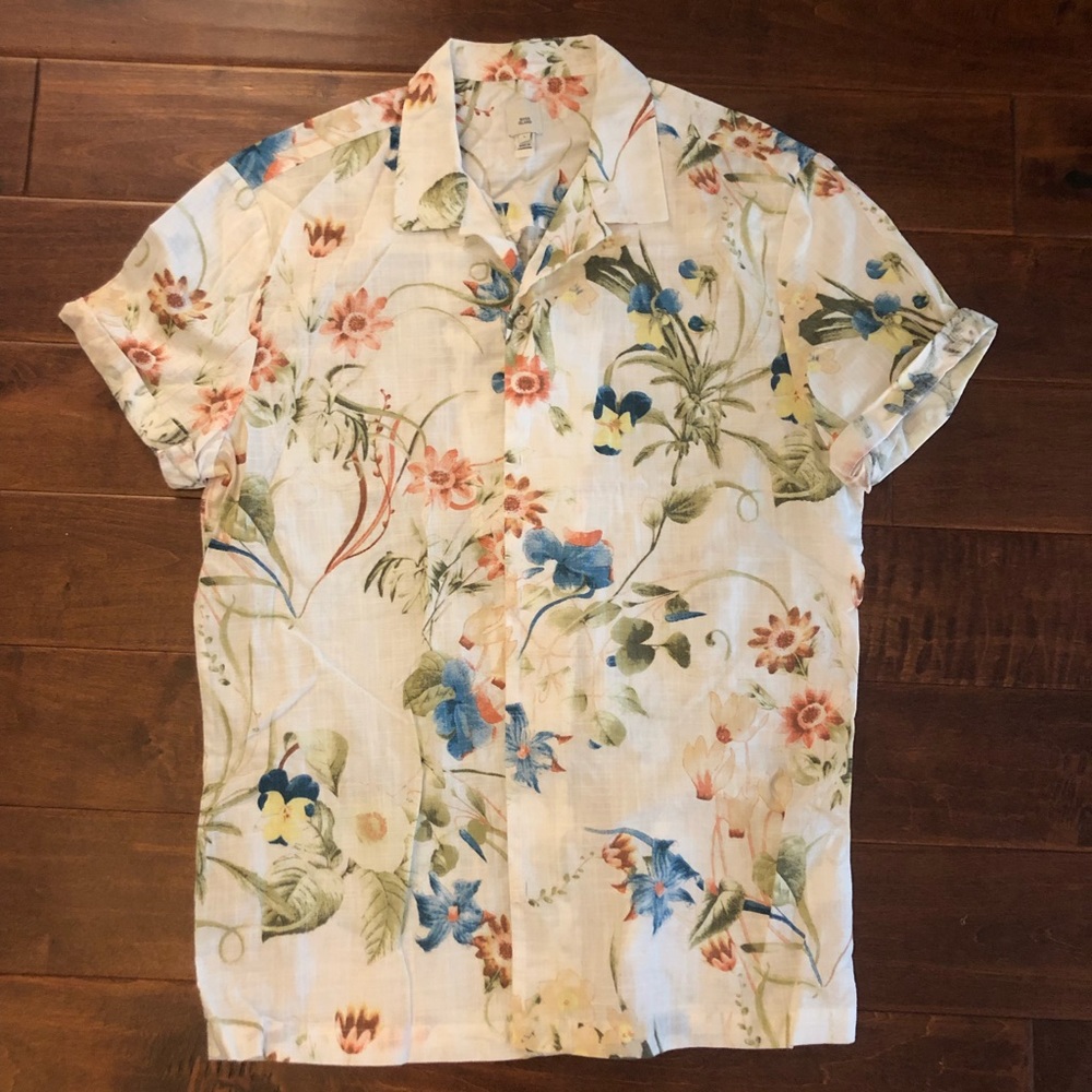 Men’s River Island Floral Print Linen Shirt